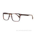 Marco de gafas ópticas cuadradas de metal para hombre TR90